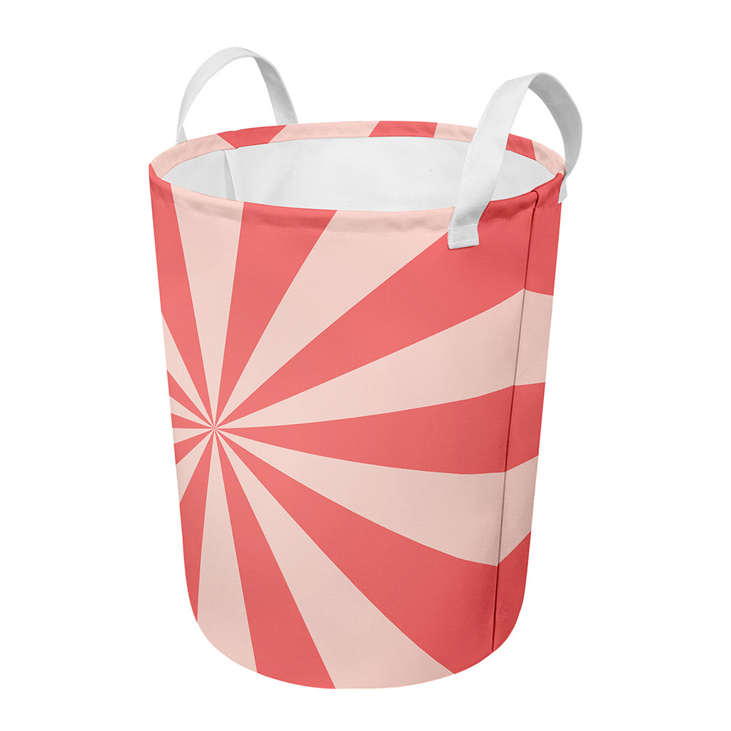 Pink Radial Rays Print Round Laundry Basket