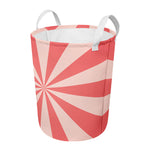 Pink Radial Rays Print Round Laundry Basket