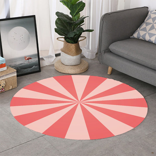 Pink Radial Rays Print Round Rug