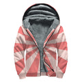 Pink Radial Rays Print Sherpa Lined Zip Up Hoodie