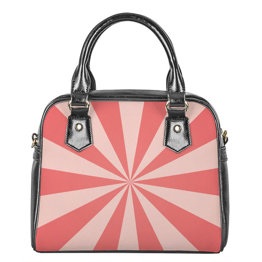 Pink Radial Rays Print Shoulder Handbag