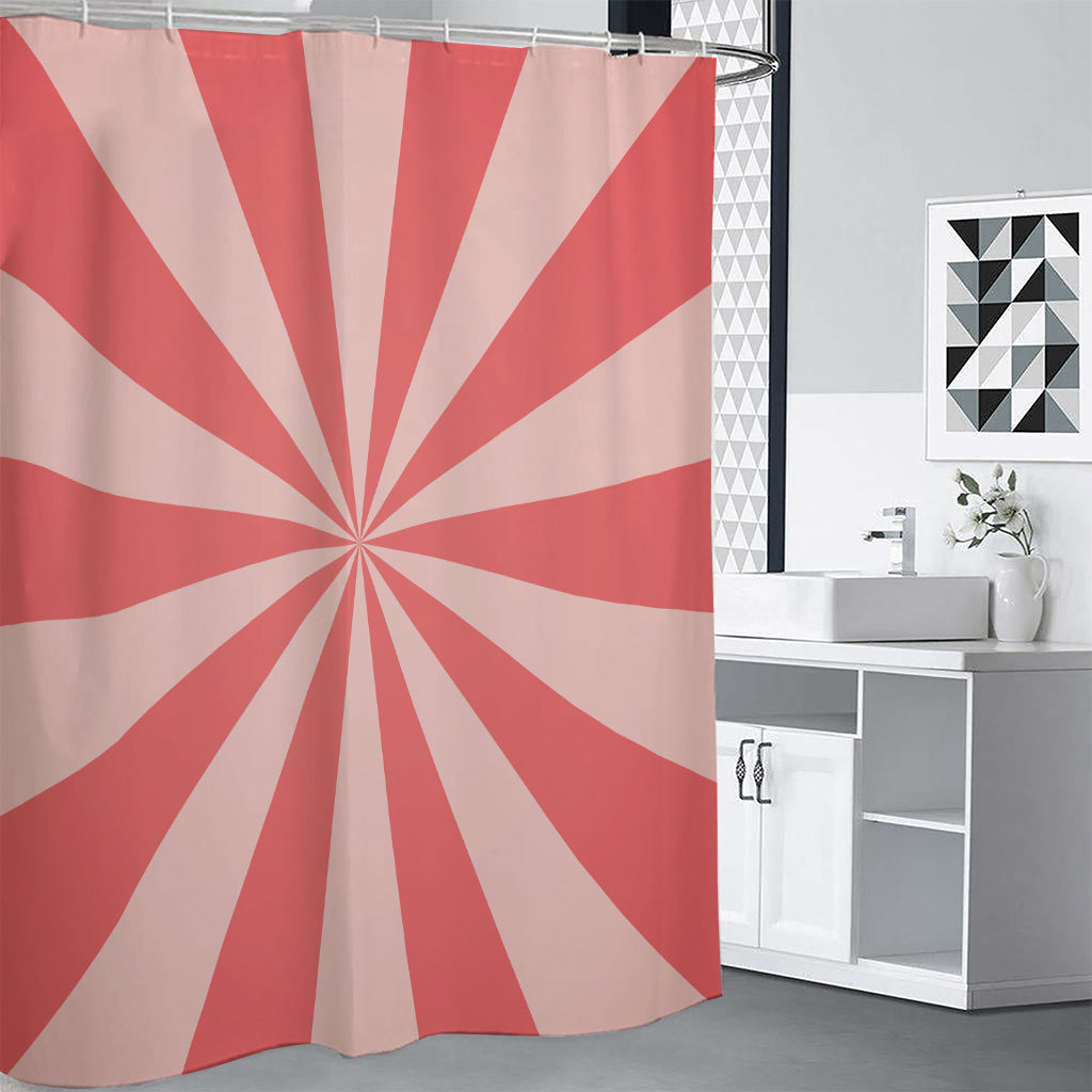 Pink Radial Rays Print Shower Curtain