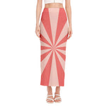 Pink Radial Rays Print Side Slit Maxi Skirt