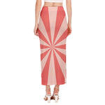 Pink Radial Rays Print Side Slit Maxi Skirt