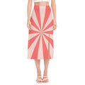 Pink Radial Rays Print Side Slit Midi Skirt