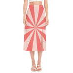 Pink Radial Rays Print Side Slit Midi Skirt