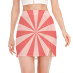 Pink Radial Rays Print Side Slit Mini Skirt