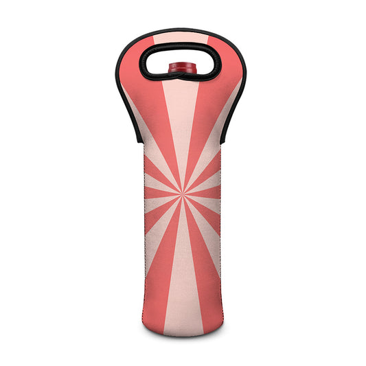 Pink Radial Rays Print Single Neoprene Wine Tote