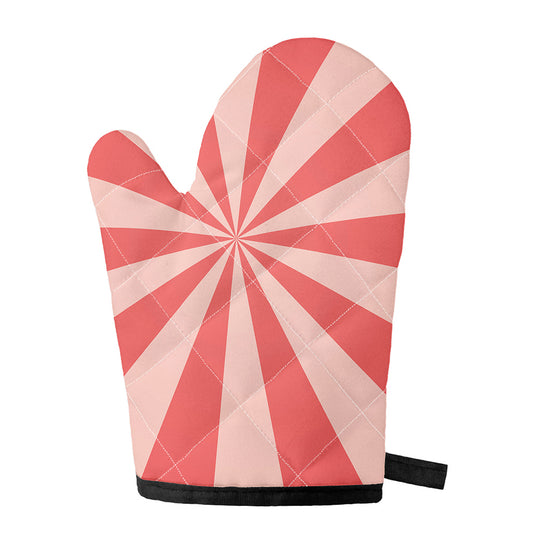 Pink Radial Rays Print Single Oven Mitt