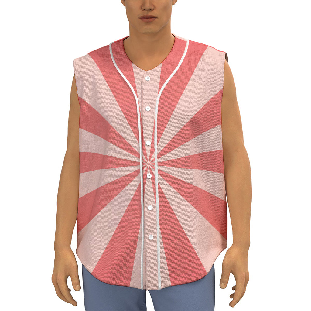 Pink Radial Rays Print Sleeveless Baseball Jersey