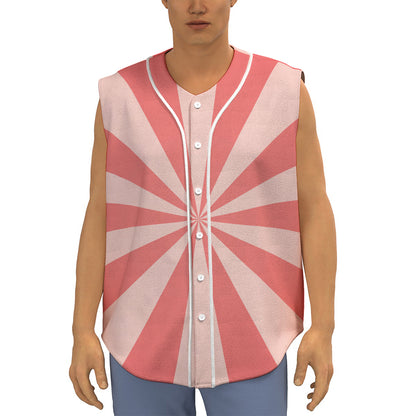 Pink Radial Rays Print Sleeveless Baseball Jersey