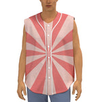Pink Radial Rays Print Sleeveless Baseball Jersey