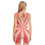 Pink Radial Rays Print Sleeveless One Piece Swimsuit