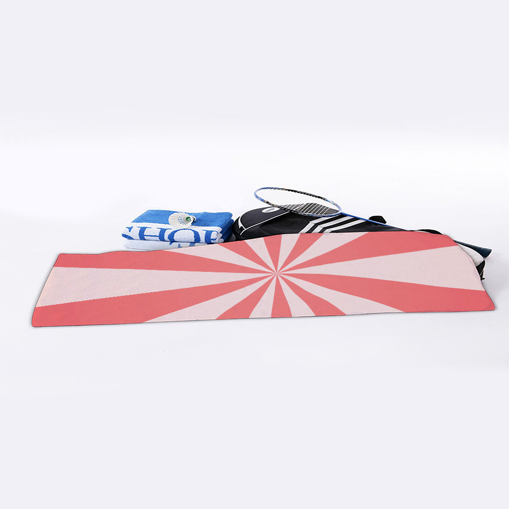 Pink Radial Rays Print Sports Towel