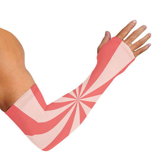 Pink Radial Rays Print Sun Protection Arm Sleeves