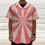 Pink Radial Rays Print Textured Short Sleeve Shirt