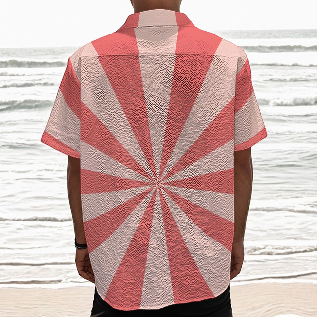 Pink Radial Rays Print Textured Short Sleeve Shirt