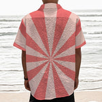 Pink Radial Rays Print Textured Short Sleeve Shirt