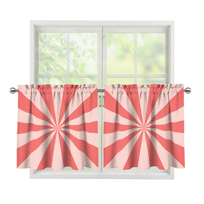 Pink Radial Rays Print Tier Curtains
