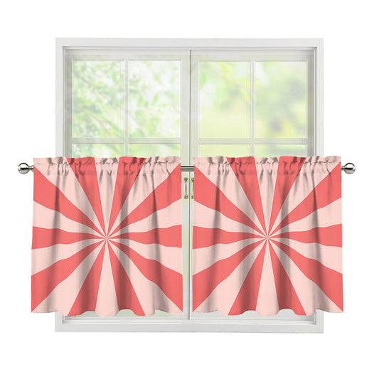 Pink Radial Rays Print Tier Curtains