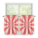 Pink Radial Rays Print Tier Curtains