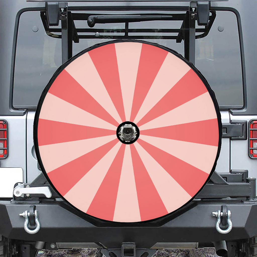 Pink Radial Rays Print Tire Cover With Camera Hole