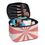 Pink Radial Rays Print Travel Makeup Bag