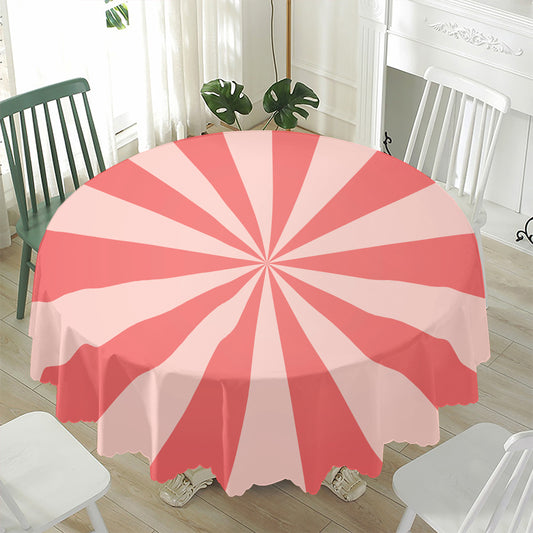 Pink Radial Rays Print Waterproof Round Tablecloth