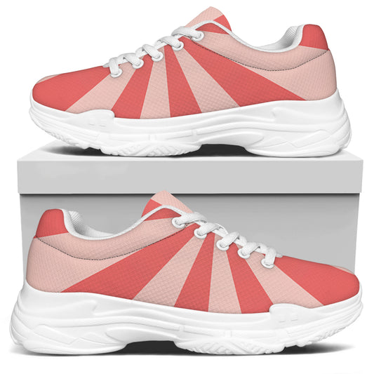 Pink Radial Rays Print White Chunky Shoes