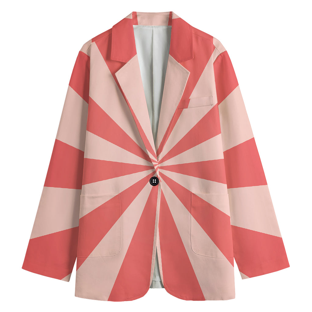 Pink Radial Rays Print Women's Blazer