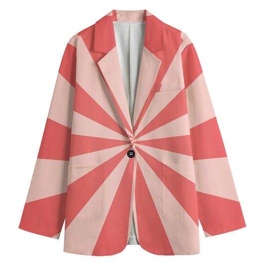 Pink Radial Rays Print Women's Blazer
