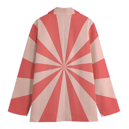 Pink Radial Rays Print Women's Blazer