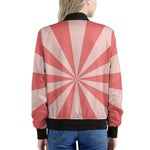 Pink Radial Rays Print Women's Bomber Jacket