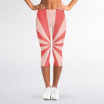 Pink Radial Rays Print Women's Capri Leggings