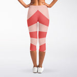 Pink Radial Rays Print Women's Capri Leggings