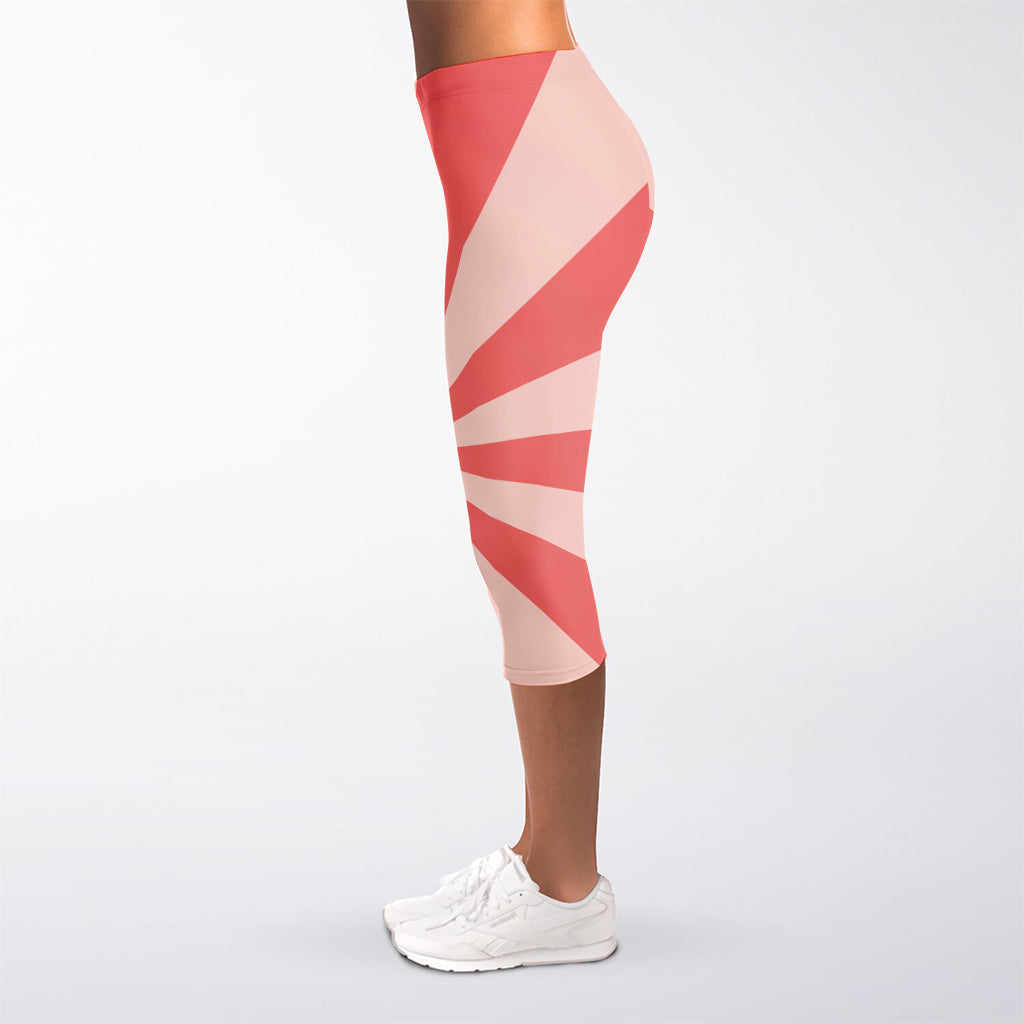 Pink Radial Rays Print Women's Capri Leggings