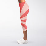 Pink Radial Rays Print Women's Capri Leggings