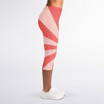 Pink Radial Rays Print Women's Capri Leggings