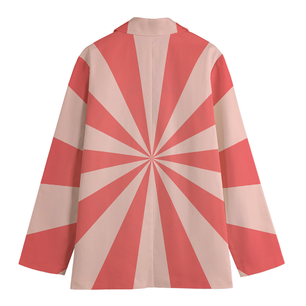 Pink Radial Rays Print Women's Cotton Blazer