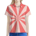 Pink Radial Rays Print Women's Polo Shirt