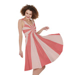Pink Radial Rays Print Women's Sleeveless Dress