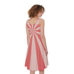 Pink Radial Rays Print Women's Sleeveless Dress