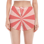 Pink Radial Rays Print Women's Split Running Shorts
