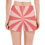 Pink Radial Rays Print Women's Split Running Shorts