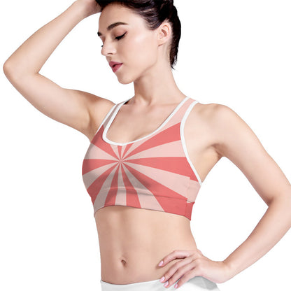 Pink Radial Rays Print Women's Sports Bra