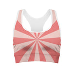 Pink Radial Rays Print Women's Sports Bra