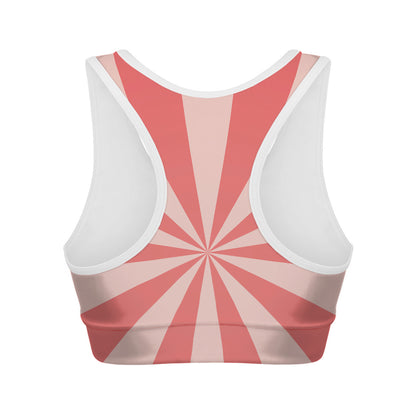 Pink Radial Rays Print Women's Sports Bra