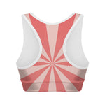 Pink Radial Rays Print Women's Sports Bra