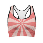 Pink Radial Rays Print Women's Sports Bra