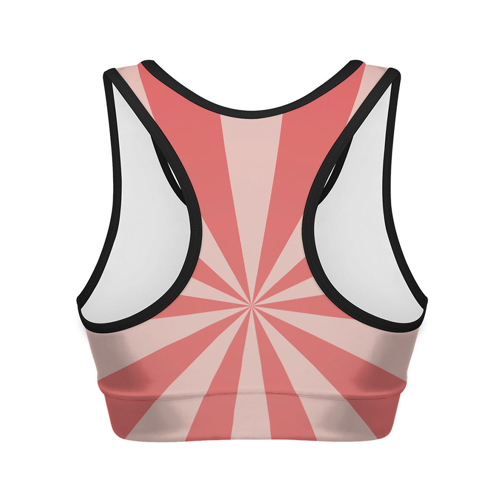 Pink Radial Rays Print Women's Sports Bra